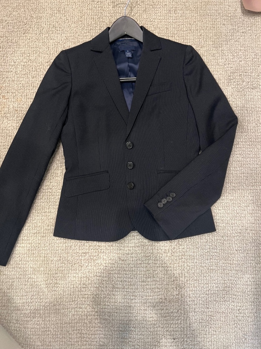 J.Crew Navy Pinstripe Wool Blend Skirt Suit Set Blazer & Pencil Skirt